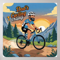 Dad’s Cycling Champ Digital Poster Print