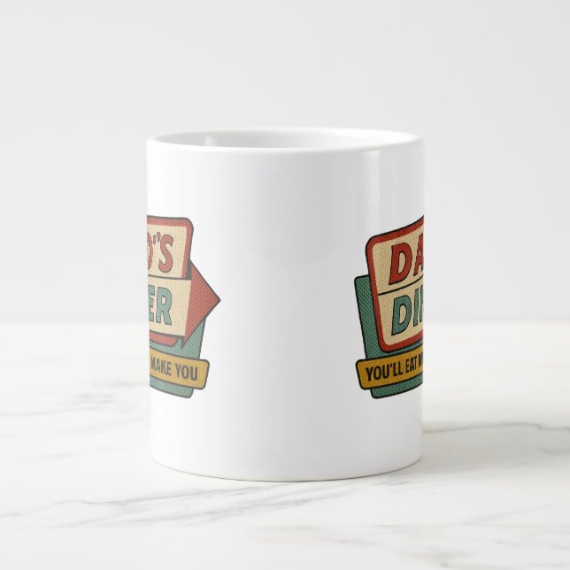 Dad’s Diner Retro Sign – Ben-Day 1950s Pop Art Large Coffee Mug (Front)