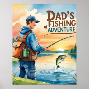 Dad’s Fishing Adventure Watercolor Poster