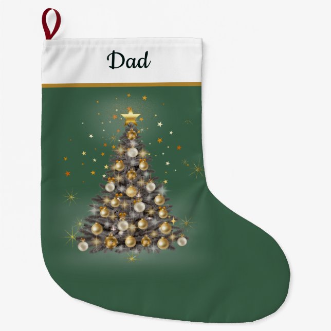 Dad’s Green Christmas Stocking – Classic Design (Front)
