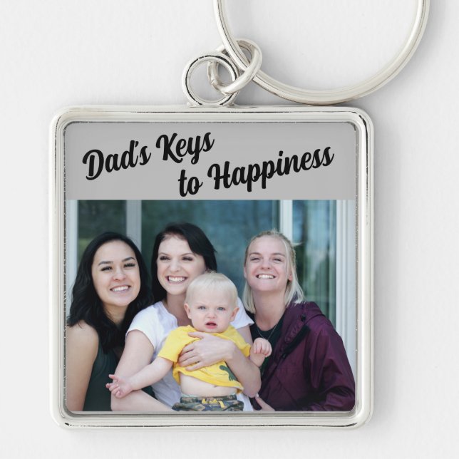 "Dad’s Keys to Happiness" Personalised Keychain (Front)