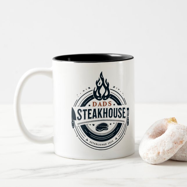 Dad’s Steakhouse Father’s Day Two-Tone Coffee Mug (With Donut)