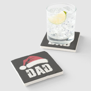 Dad Santa Christmas Family Matching Pyjamas Papa Stone Coaster