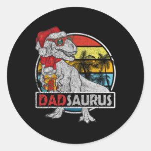 Dad Saurus T Rex Dinosaur Family Matching Xmas Chr Classic Round Sticker