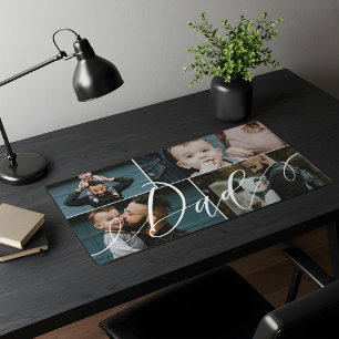 Dad Script Happy Fathers Day 4 Photo Collage Desk Mat