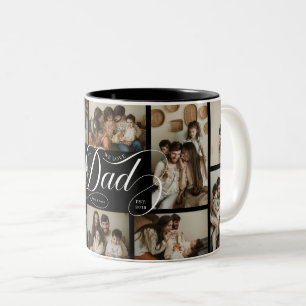 Dad Script Typography 10 Photo Collage Two-Tone Coffee Mug
