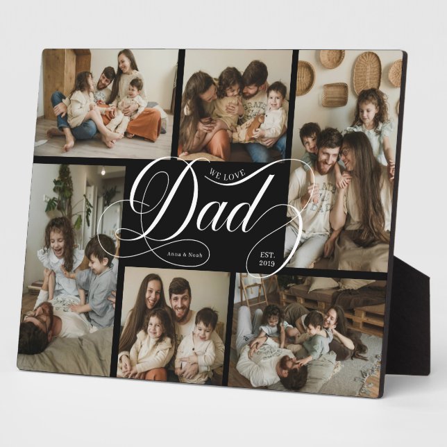 Dad Script Typography 6 Photo Collage Plaque (Side)
