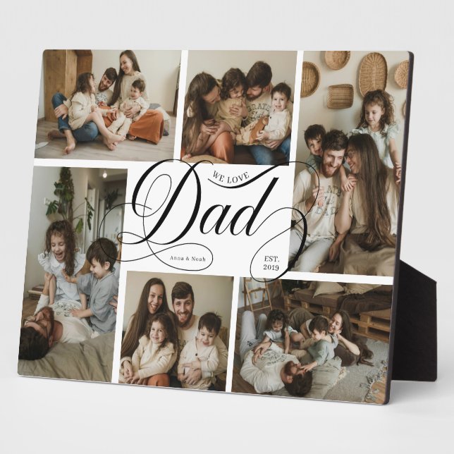 Dad Script Typography 6 Photo Collage Plaque (Side)