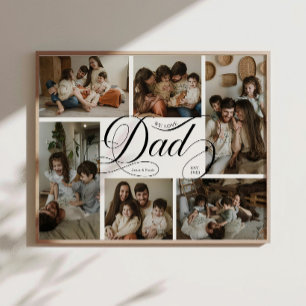 Dad Script Typography 6 Photo Collage Poster
