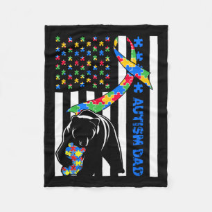 Dad Shirts Autism Awareness American Flag Fathers Fleece Blanket