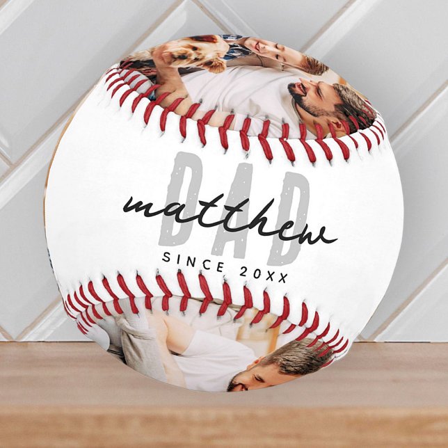 Dad Since 20XX Modern Simple Preppy Baseball (Creator Uploaded)
