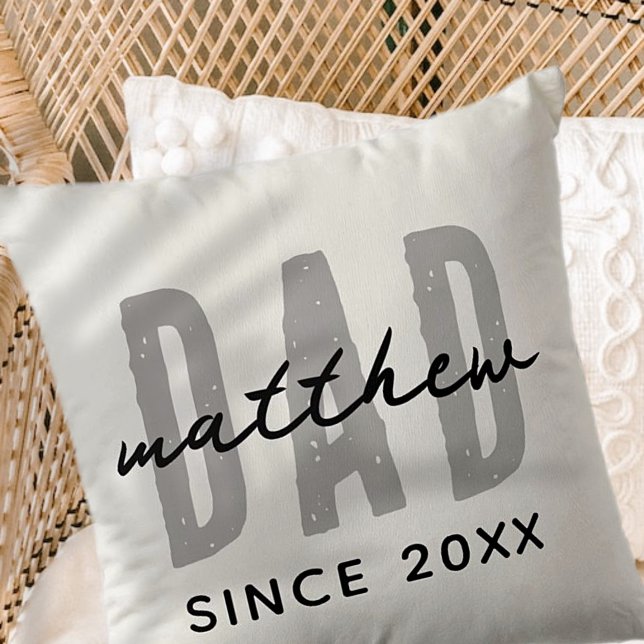 Dad Since 20XX Modern Simple Preppy Cushion (Creator Uploaded)
