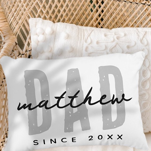 Dad Since 20XX Modern Simple Preppy Decorative Cushion (Creator Uploaded)
