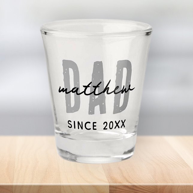 Dad Since 20XX Modern Simple Preppy Shot Glass (Creator Uploaded)