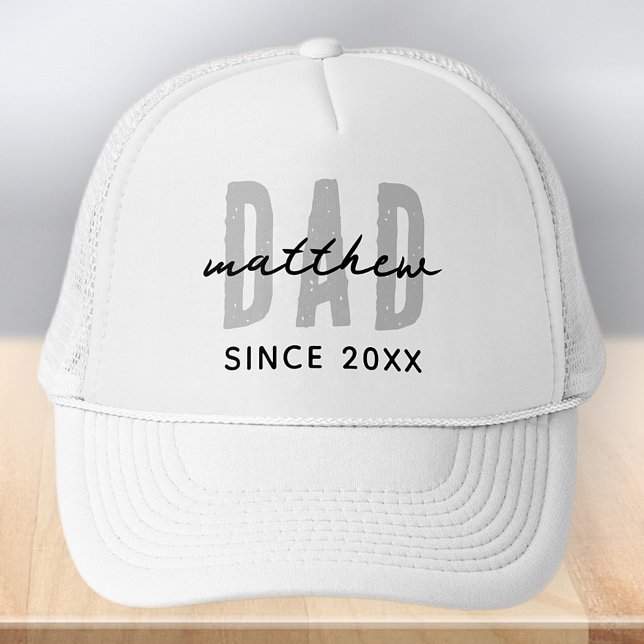 Dad Since 20XX Modern Simple Preppy Trucker Hat (Creator Uploaded)