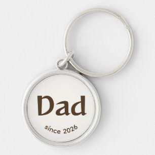 Dad since Year Easy Brown Happy Key Ring