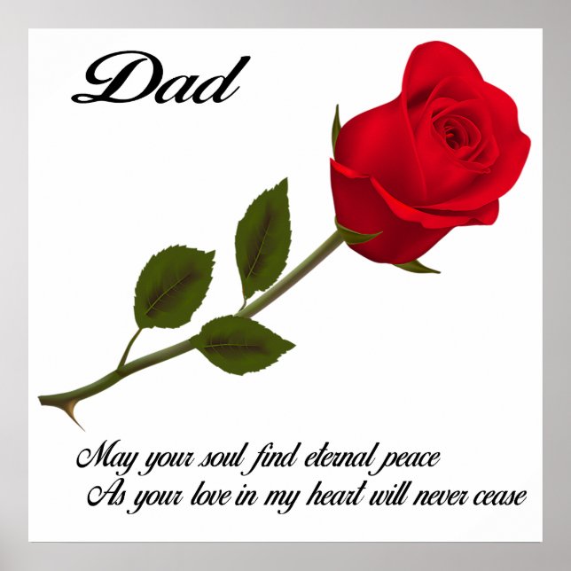 Dad Single Red Rose Poster (Front)