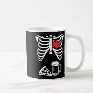 Dad Skeleton Beer and Pizza Funny Halloween Coffee Mug