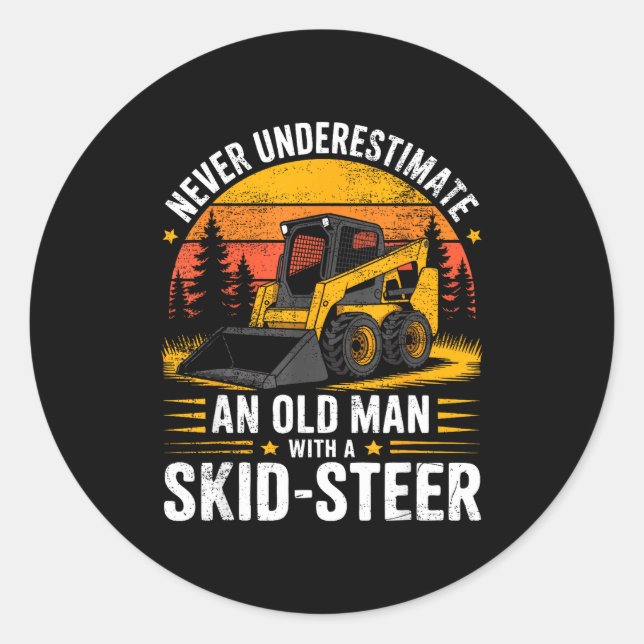 Dad Skid Steer Operator Father Construction Heavy  Classic Round Sticker (Front)