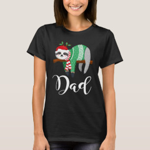 Dad Sloth Santa Hat Christmas Pajama Family T-Shirt