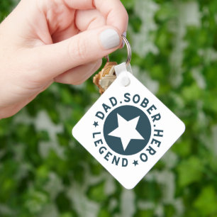 Dad Sober Legend Star Sobriety Gift Father  Key Ring