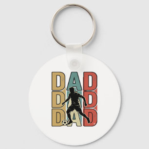 Dad Soccer Vintage Engraving Vector Design_1 Key Ring