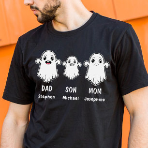 Dad Son And Mom 3 Person Ghost Family Halloween T-Shirt