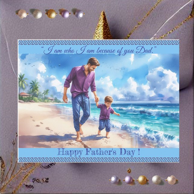 Dad Son Bonding Photo Father's Day Quote Beachvibe Postcard (Dad Son Bonding Photo Father's Day Quote Beachvibe Postcard)