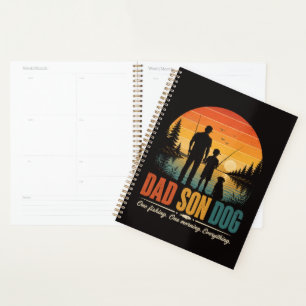 Dad Son Dog Fishing Morning Planner