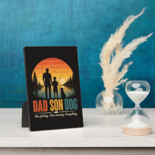 Dad Son Dog Fishing Morning Plaque
