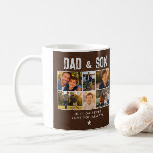 Dad & Son Gold Family 6 Photo Coffee Mug