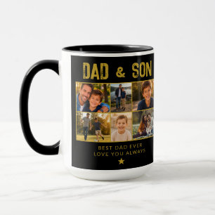 Dad & Son Gold Family 6 Photo Mug