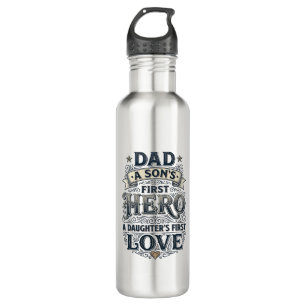 Dad Son Hero Daughter Love Vintage Typography Shir 710 Ml Water Bottle