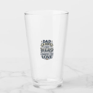 Dad Son Hero Daughter Love Vintage Typography Shir Glass