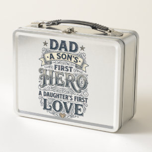 Dad Son Hero Daughter Love Vintage Typography Shir Metal Lunch Box