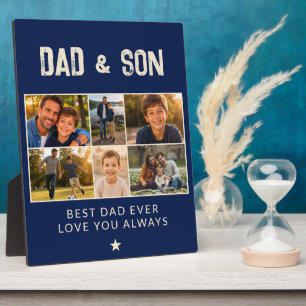 Dad & Son Navy Blue Family 6 Photo  Plaque
