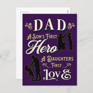 Dad Son's First A Daughters First Love Holiday Postcard