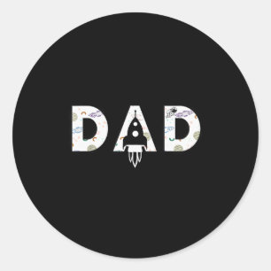 Dad Space Themed Birthday Party Shirt Funny Cute D Classic Round Sticker