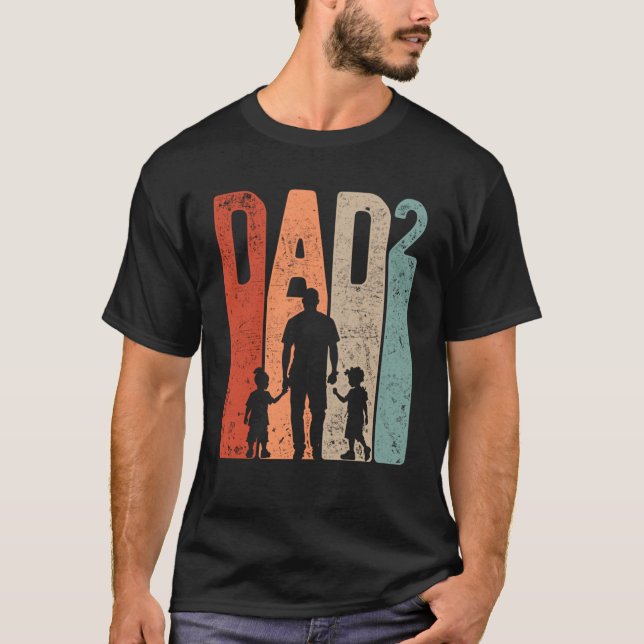 Dad Squared Father s Day Two Boys Two Sons Father  T-Shirt (Front)