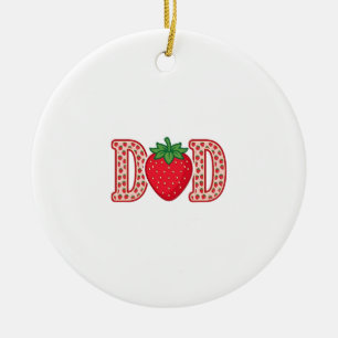 Dad Strawberry Lettering Vector Shirt Design_1 Ceramic Tree Decoration