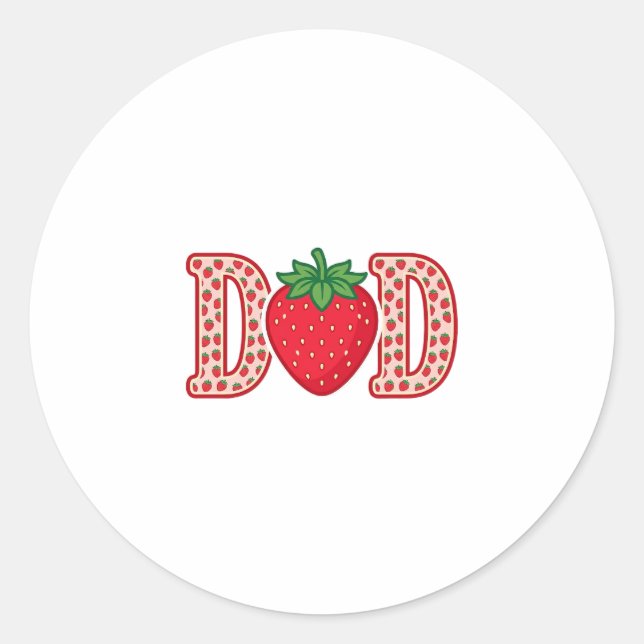 Dad Strawberry Lettering Vector Shirt Design_1 Classic Round Sticker (Front)