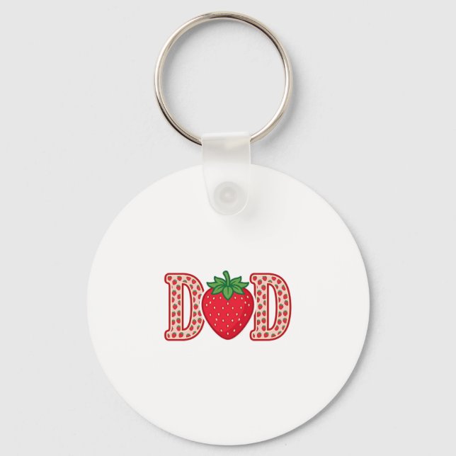 Dad Strawberry Lettering Vector Shirt Design_1 Key Ring (Front)
