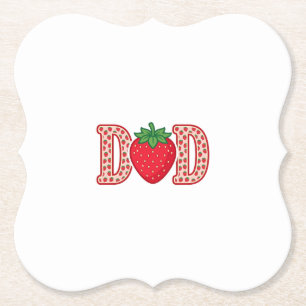 Dad Strawberry Lettering Vector Shirt Design_1 Paper Coaster