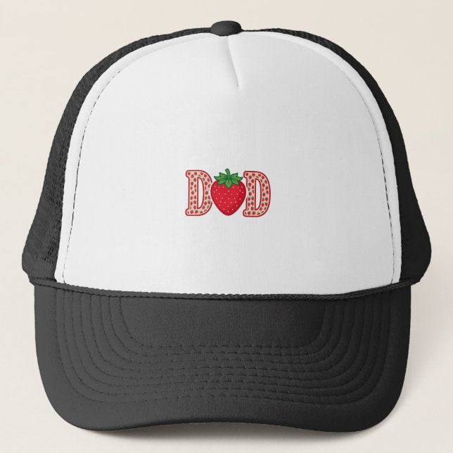 Dad Strawberry Lettering Vector Shirt Design_1 Trucker Hat (Front)