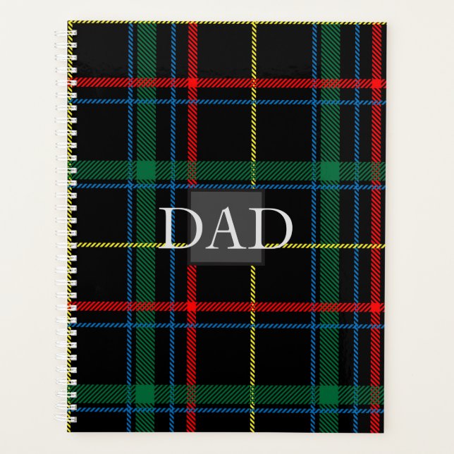 DAD - Stylish Tartan Plaid Pattern FATHER Gifts Planner (Front)
