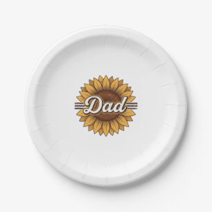 Dad Sunflower Vintage Engraving Shirt Design_1 Paper Plate