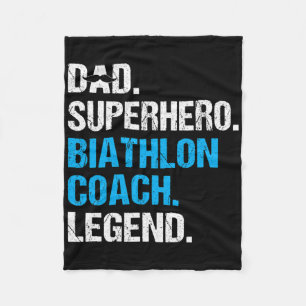 Dad Superhero Biathlon Coach Funny Biathlon Coach  Fleece Blanket