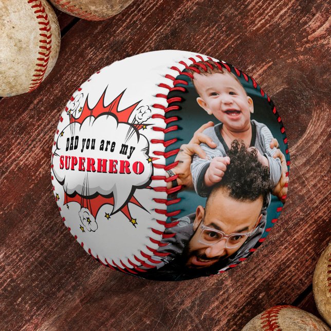 Dad Superhero Cartoon Father`s day 2 Photo Basebal Baseball (Creator Uploaded)