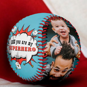 Dad Superhero Cartoon Father`s day 2 Photo Baseball