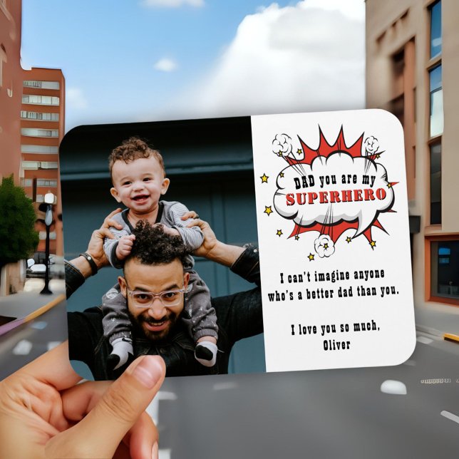 Dad Superhero Cartoon Speech Bubble Father`s day Magnet (Creator Uploaded)